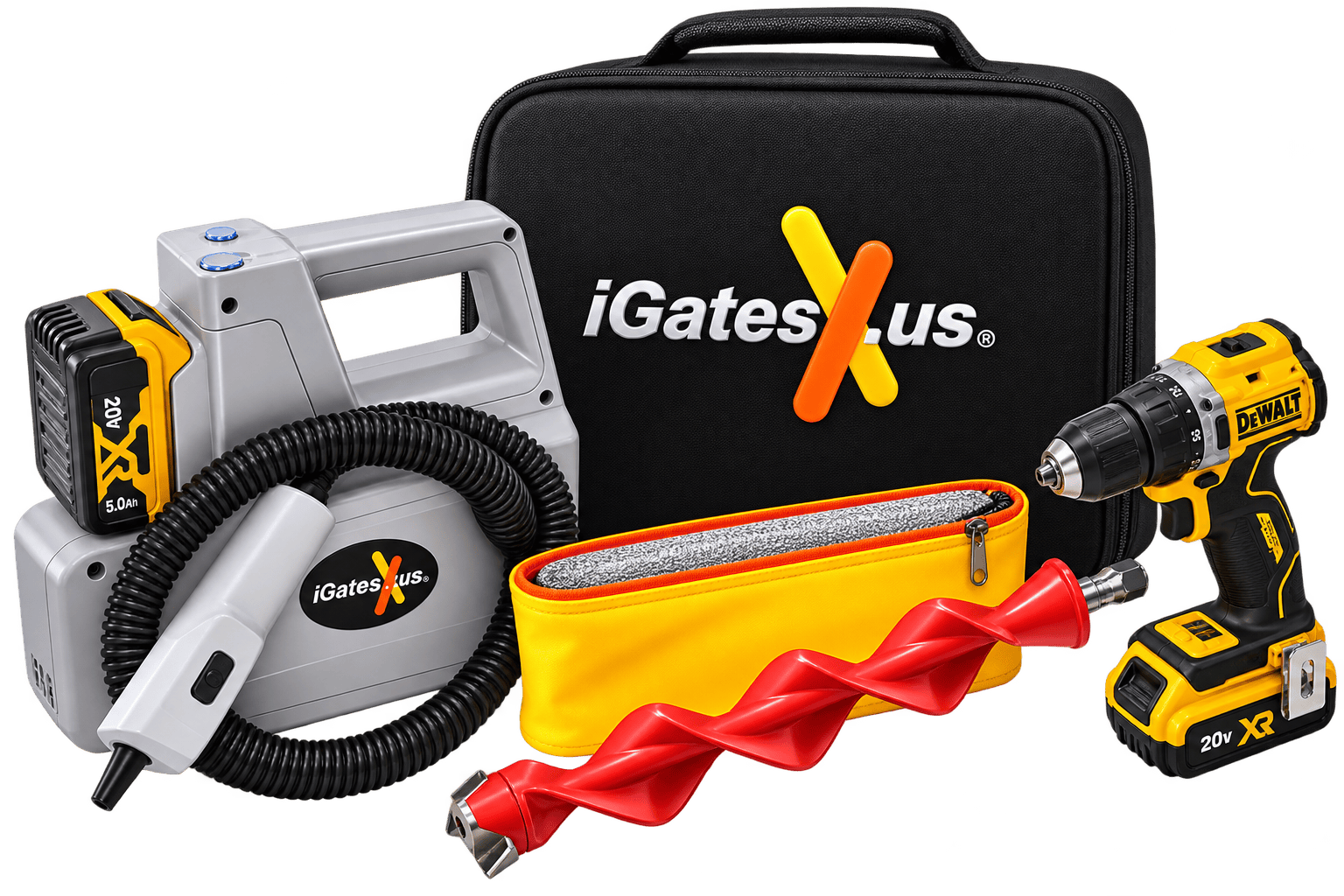 iGatesXus drain cleaning kit with cordless drill